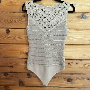 Abercrombie & Fitch Crochet-Style Mosaic Tile Bodysuit Size Medium